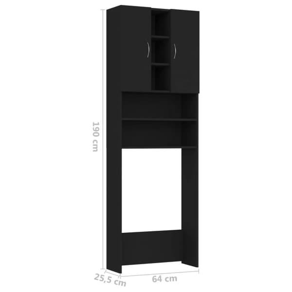 vidaXL Pesukonekaappi musta 64x25,5x190 cm - Pesukone- & kuivausrumputarvikkeet
