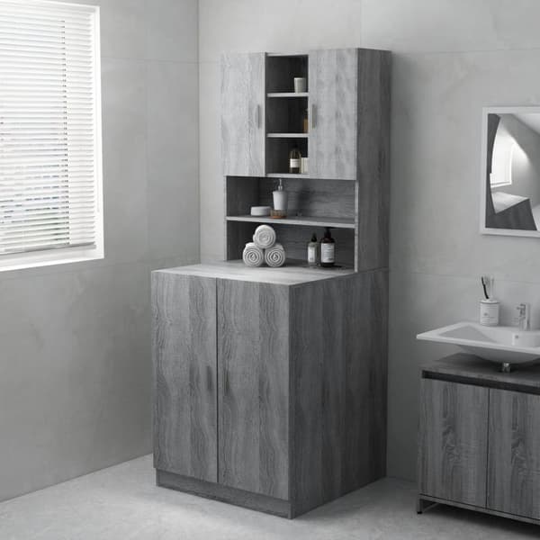 vidaXL Badrumsskåp grå sonoma-ek 71x71,5x91,5 cm -  Tvättmaskin & torktumlare
