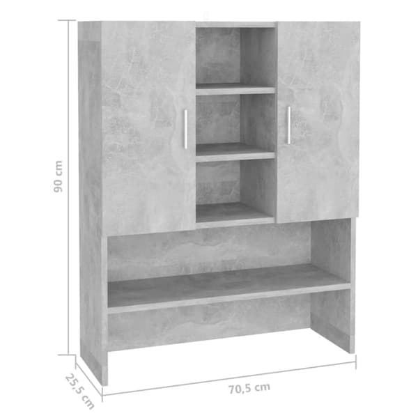 vidaXL Pesukonekaappi betoninharmaa 70,5x25,5x90 cm - Pesukone- & kuivausrumputarvikkeet