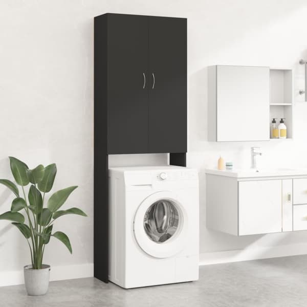 vidaXL Tvättmaskinsskåp svart 64x25,5x190 cm - Tvättmaskin & torktumlare