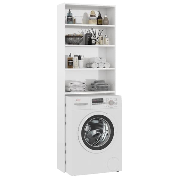 vidaXL Tvättmaskinsskåp vit högglans 64x24x190 cm -  Tvättmaskin & torktumlare