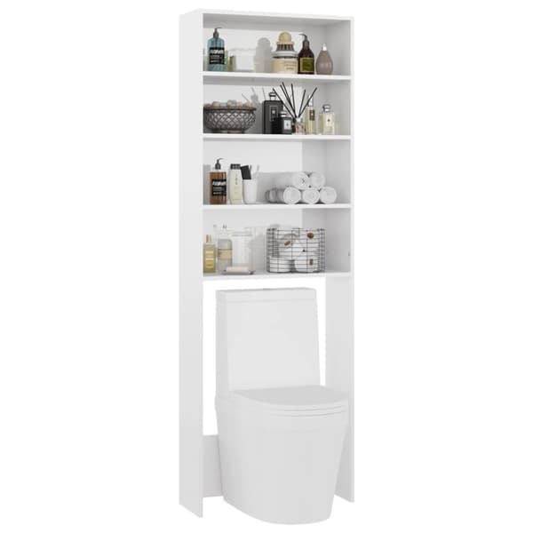 vidaXL Tvättmaskinsskåp vit högglans 64x24x190 cm -  Tvättmaskin & torktumlare