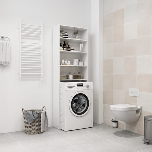 vidaXL Tvättmaskinsskåp vit högglans 64x24x190 cm -  Tvättmaskin & torktumlare