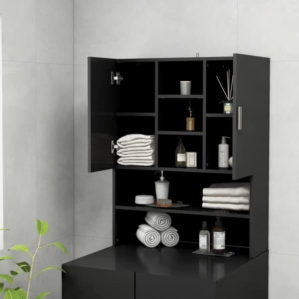 vidaXL Tvättmaskinsskåp svart 70,5x25,5x90 cm - Tvättmaskin & torktumlare