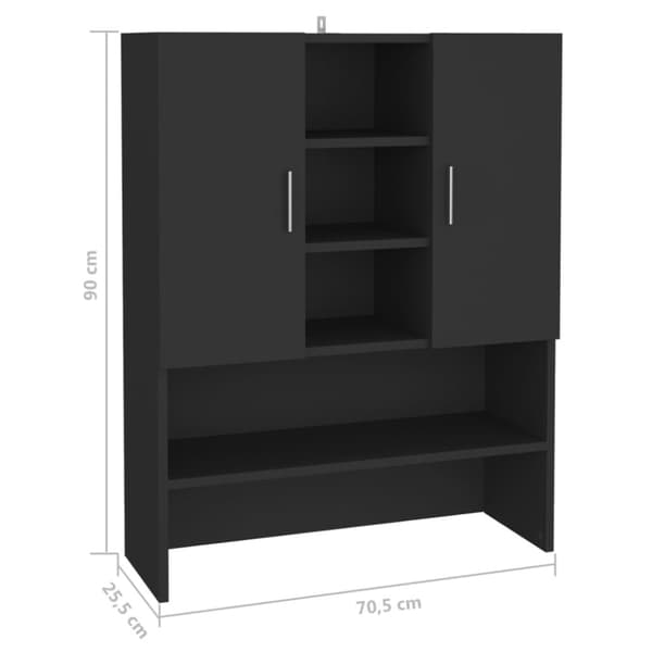 vidaXL Tvättmaskinsskåp svart 70,5x25,5x90 cm - Tvättmaskin & torktumlare