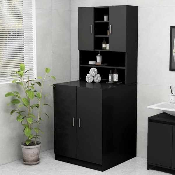 vidaXL Tvättmaskinsskåp svart 70,5x25,5x90 cm - Tvättmaskin & torktumlare