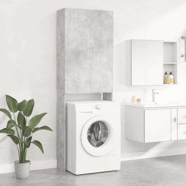 vidaXL Tvättmaskinsskåp betonggrå 64x25,5x190 cm -  Tvättmaskin & torktumlare