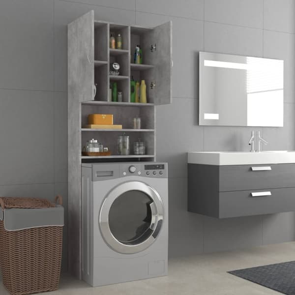 vidaXL Pesukonekaappi betoninharmaa 64x25,5x190 cm -  Pesukone- & kuivausrumputarvikkeet