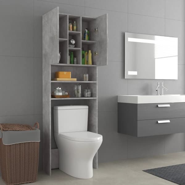 vidaXL Pesukonekaappi betoninharmaa 64x25,5x190 cm -  Pesukone- & kuivausrumputarvikkeet