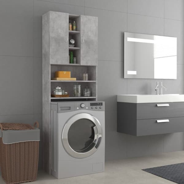 vidaXL Pesukonekaappi betoninharmaa 64x25,5x190 cm -  Pesukone- & kuivausrumputarvikkeet