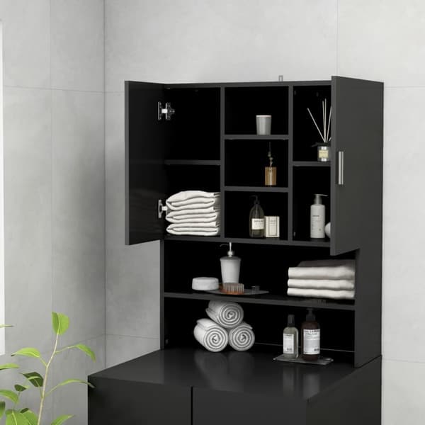 The Living Store vaskemaskineskab sort -  Tilbehør til vaskemaskiner & tørretumblere