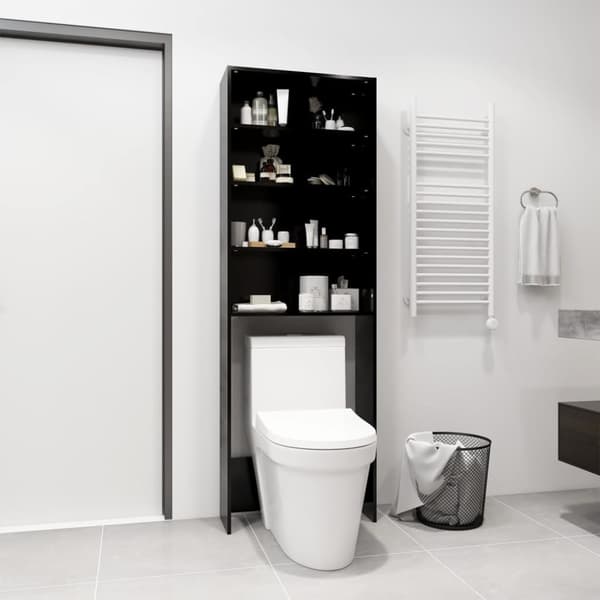 The Living Store Badrumsskåp svart 64x24x190 cm -  Tvättmaskin & torktumlare