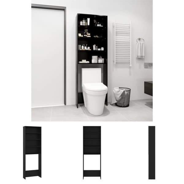 The Living Store Badrumsskåp svart 64x24x190 cm -  Tvättmaskin & torktumlare