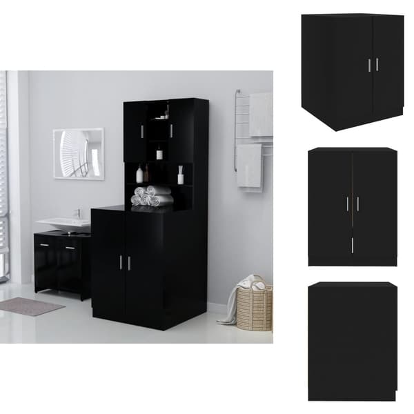 Tvättmaskin & torktumlare - Living Badrumsskåp svart 71x71,5x91,5 cm spånskiva