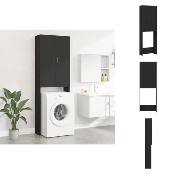 Tvättmaskin & torktumlare - Living Tvättmaskinsskåp svart 64x25,5x190 cm