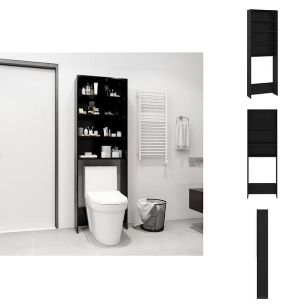 Tvättmaskin & torktumlare - Living Badrumsskåp svart 64x24x190 cm