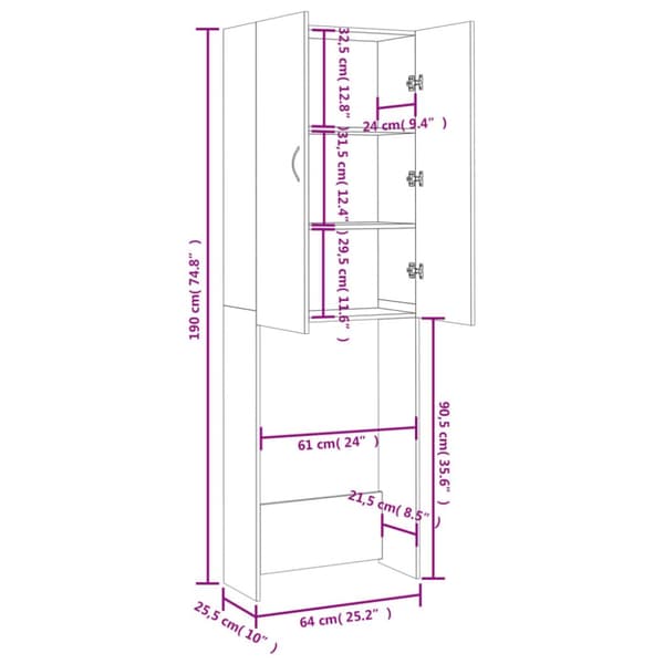 Pesukonekaappi valkoinen 64x25,5x190 cm - Pesukonekaappi - Pesukonekaapit - Home & Living