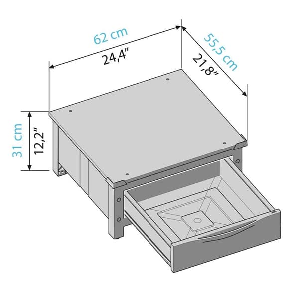 Meliconi - BASE SPACE EXTRA universell booster för hushållsapparater - H30cm - 28L skjutlåda - Justerbar höjd