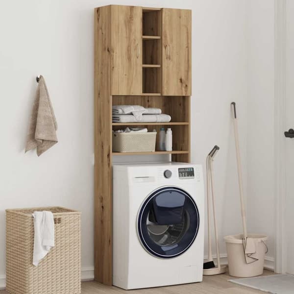 vidaXL Vaskemaskinskap artisan eik 64x25,5x190 cm