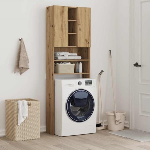 vidaXL Vaskemaskinskap artisan eik 64x25,5x190 cm