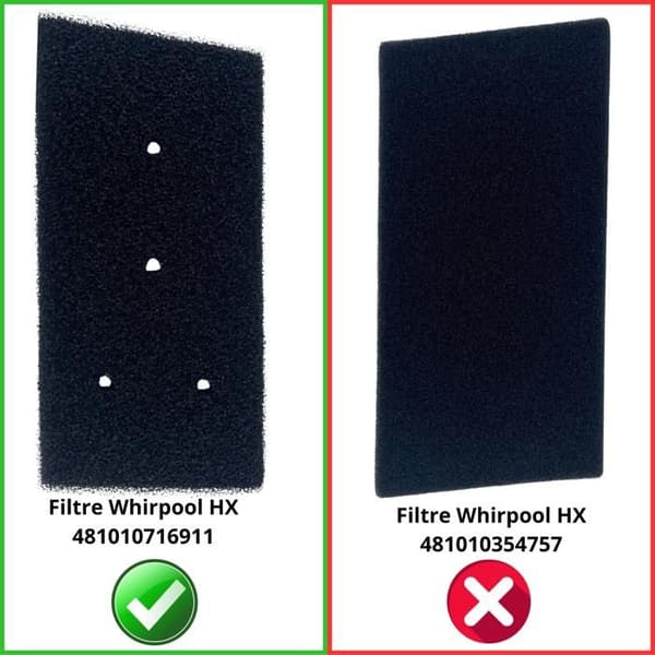 Filter - Whirlpool - 481010716911 - Pack of 2 - Compatible with Tumble Dryer - Black