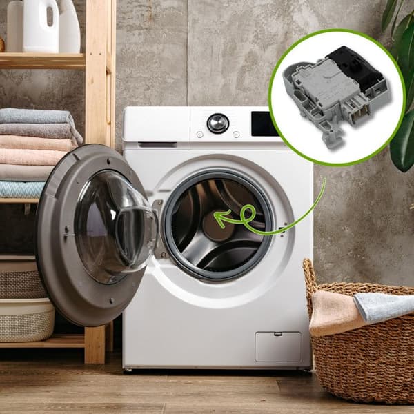 Dörrlås till BOSCH, SIEMENS, NEFF, GAGGENAU, CONSTRUCTA, VIVA tvättmaskiner - Vit