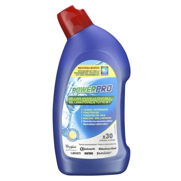 3-i-1 diskmaskinsalt - WPRO - 750 ml flaska - 30 tvättar i genomsnitt