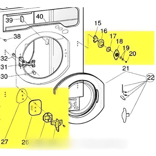 Gångjärnsförsänkt kit (20121) för ARISTON tvättmaskin - BVMPIECES