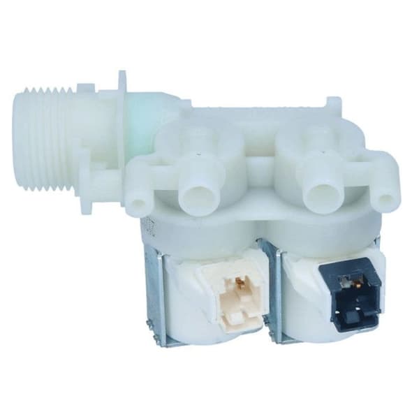 Dubbel 90° elektroventil - INDESIT - 2 vägar - Diametrar 12 mm och 10 mm - Med kontakter