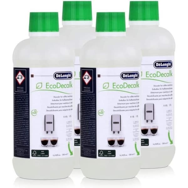 Set med 4 Ecodecalk DeLonghi flaskor för kaffemaskin - Vit - 2 års garanti