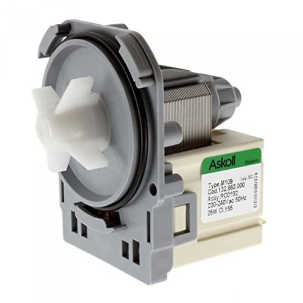 Avloppspump till Electrolux Askoll M113 M109 Tvättmaskin 1326911003 - Vit