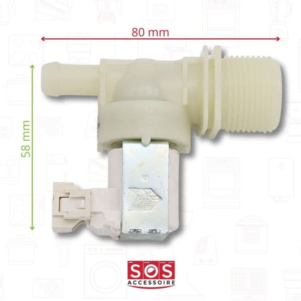 SOS Tillbehör Elektromagnetisk ventil för Diskmaskin 481228128462 AEG, BAUKNECHT, BRANDT, IGNIS, IKEA, IKEA WHIRLPOOL, LADEN, RADIOLA, WH