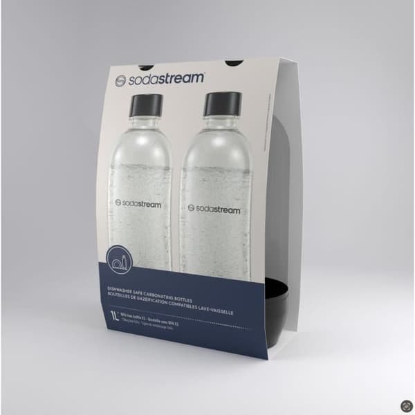 Förpackning med 2 1L klassiska diskmaskinsflaskor - SODASTREAM