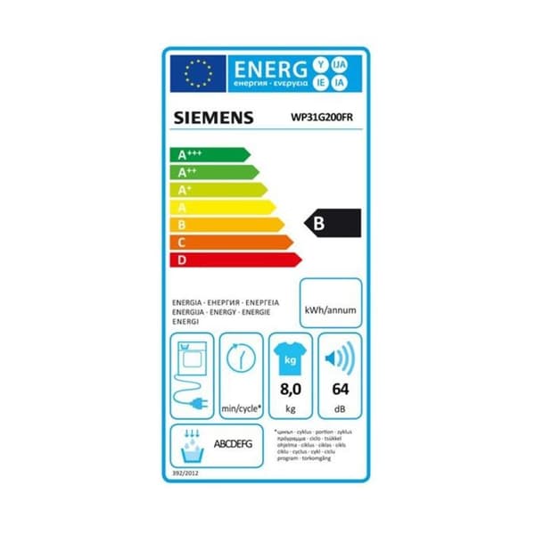 Torktumlare - SIEMENS - WP31G200FR - 8 kg - Kondensation - Glasfönster