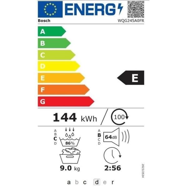 BOSCH WQG245A0FR SER6 värmepump torktumlare - 9 kg - Klass A++ - Vit