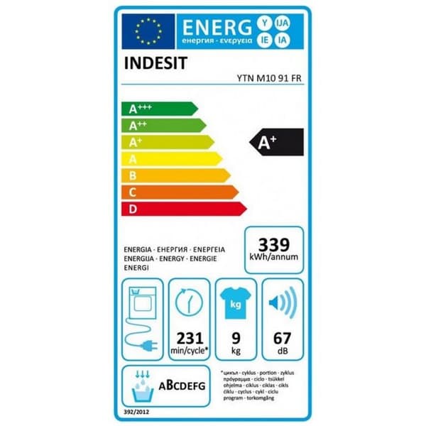 Torktumlare - Indesit - YTNM1091FR - 9 Kg - Värmepump A+ - Fördröjd start