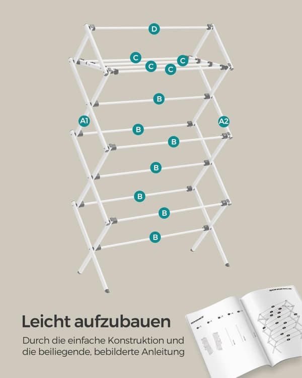 Rootz White Steel PP Vaskestativ - Opvaskemaskine - Tørrestativ - Letvægts - Kompakt design - Nem montering - 37 cm x 75 cm x 135,1 cm