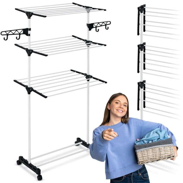 Delia stående foldbar vasketørretumbler, hvid, 15 m