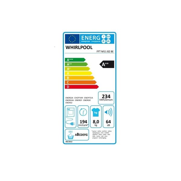 Torktumlare - WHIRLPOOL - FFTM1182BFRR - Värmepump - 8 kg - Klass A++