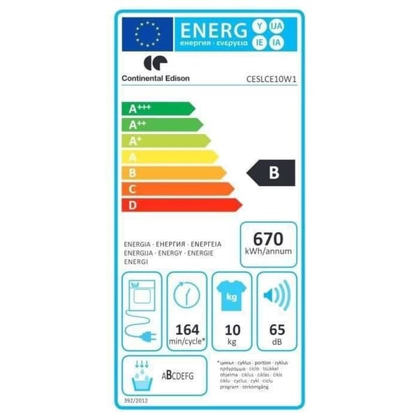 Kondensatortorktumlare CONTINENTAL EDISON CESLCE10W1 – 10 kg – Vit