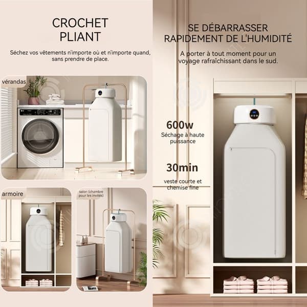 INN Elektrisk torktumlare 65 grader Celsius Värmetemperatur 10 kg Bärkapacitet Vikbar torktumlare Fjärrkontroll Display