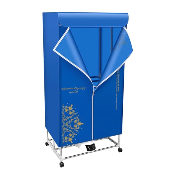 Elektrisk Tørretumbler, 1200-1500W Effekt, Sammenklappeligt Design,DYB BLÅ