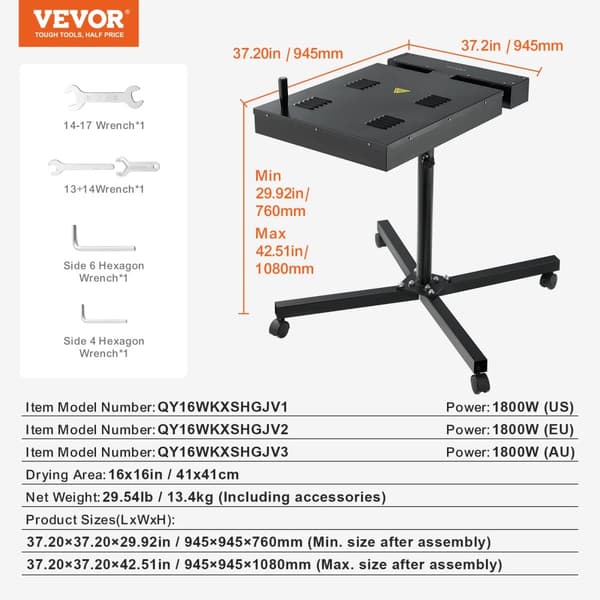 Flash Tørrer, 6000W Strøm, Infrarød IR Teknologi, 16x16 tommer