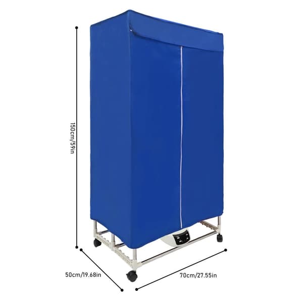 Kannettava kuuma ilmakuivain, 1200-1500W teho, 30 kg kuormituskapasiteetti, kolme vaihteen säätöä,Sininen
