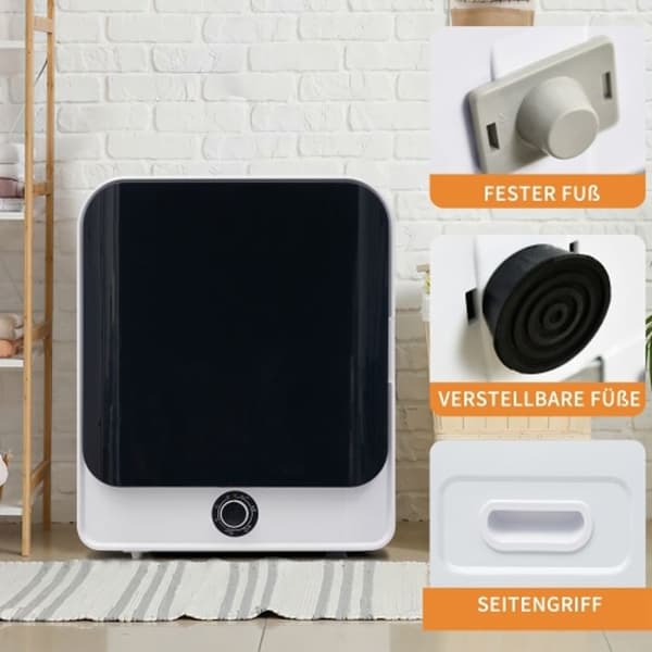 Gasklädd torktumlare, torktumlare i rostfritt stål, 3 kg, max. nu 4,5 kg, 830 W, multifiltrering, 5 program
