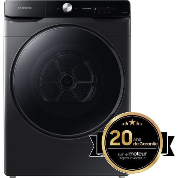 Säkerhetstorktumlare SAMSUNG DV16T8520BV - 16 kg - Digital Inverter - L84,4cm - Klass A++ Optimal Dry - Svart