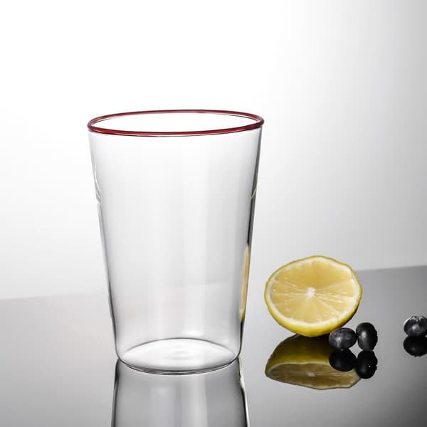 6 stycken handgjorda glas rödkant 380 ml Alf