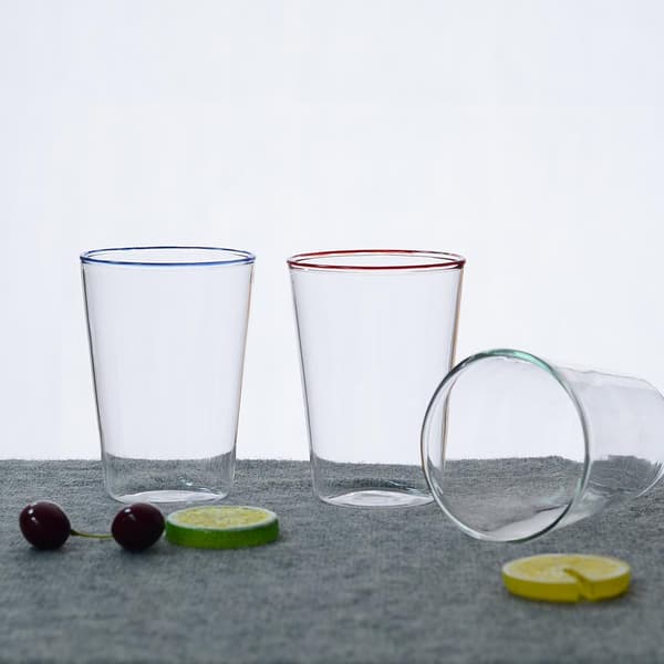 6 stycken handgjorda glas blåkant 380 ml Alf