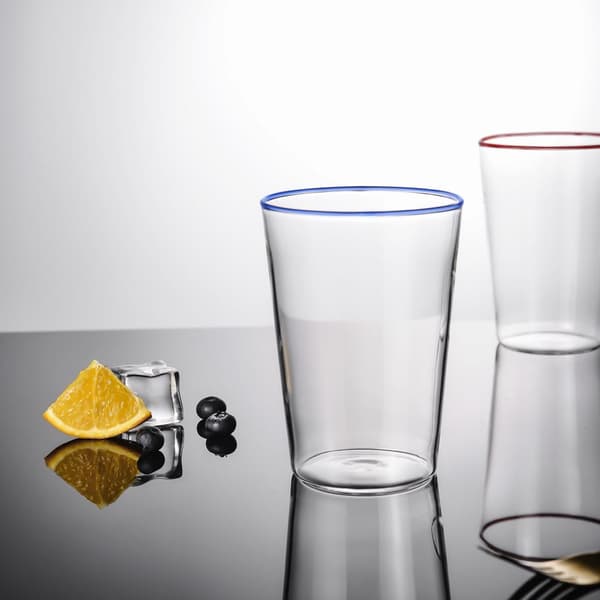 6 stycken handgjorda glas blåkant 380 ml Alf