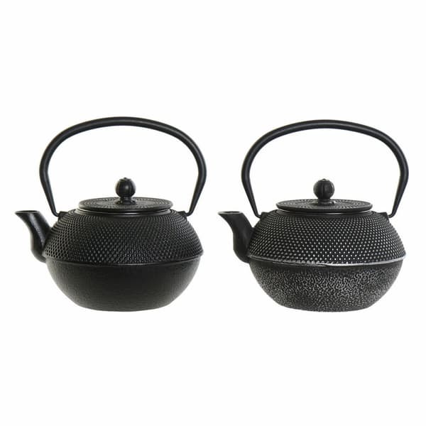 Tekanna DKD Home Decor Svart Silver Järn (18.5 x 16 x 17 cm) (2 pcs) (1200 ml)